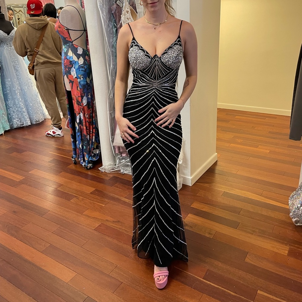 Ladivine black and silver rhinestone dress